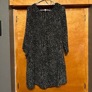 Black H&M Patterned 3/4 Sleeve Shift Dress - 12